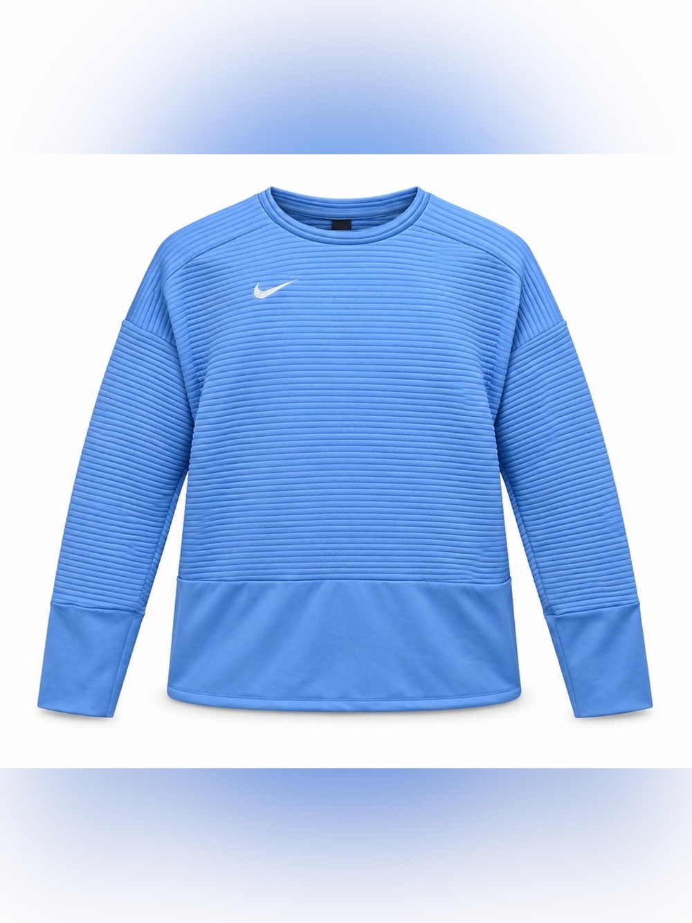 Nike Women’s Dri-FIT Double Knit Textured Crewneck Pullover Blue Small